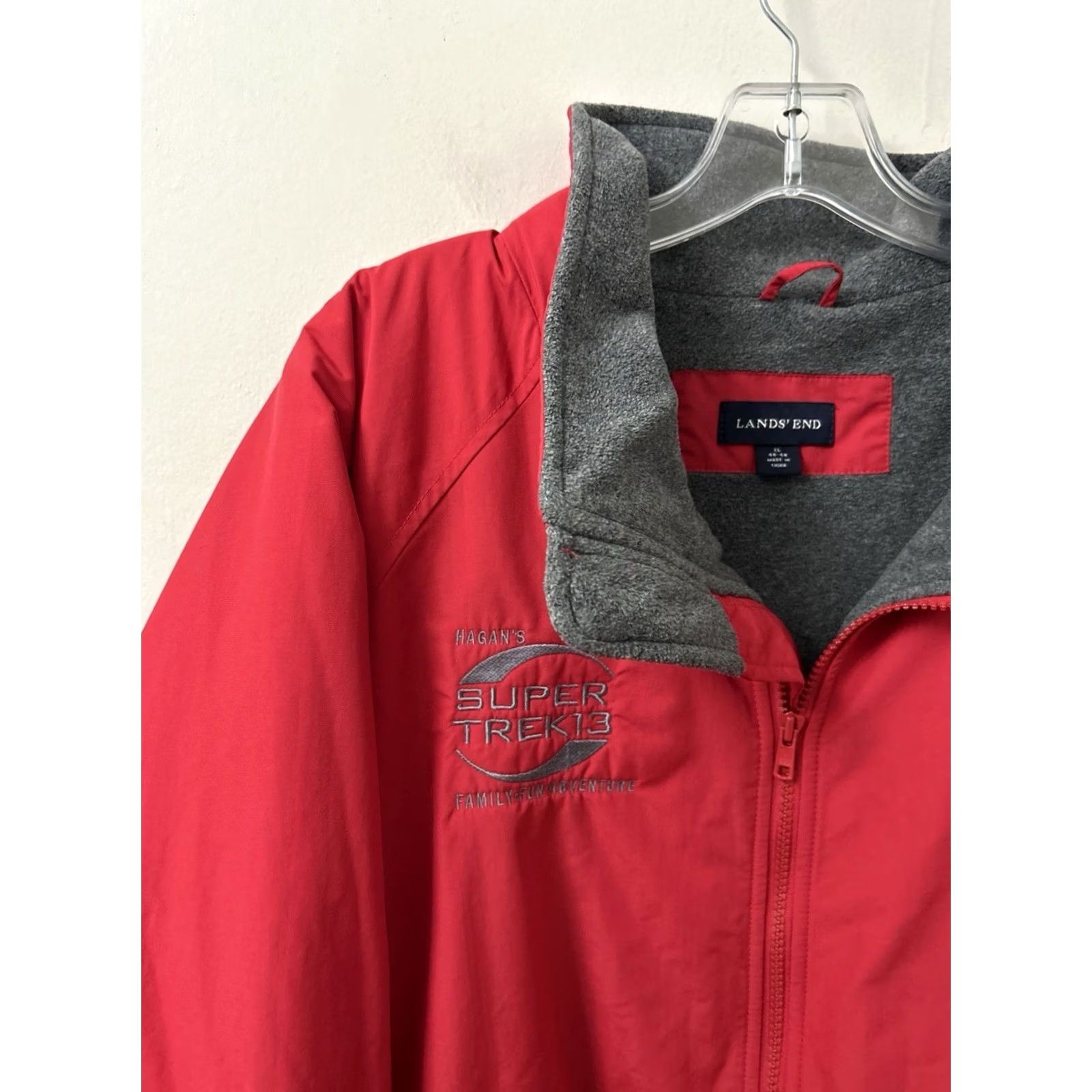 Lands' End Lands' End Squall Bomber Jacket Mens XL Red Fleece Lined Full Zip Pockets L/S Size US XL / EU 56 / 4 - 5 Thumbnail