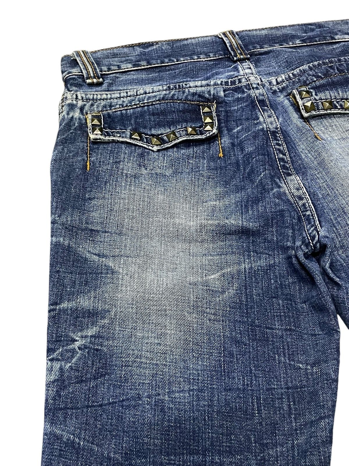 GOSTAR DE FUGA × Shellac × semanticdesign Pinball japan Studded Distressed Honeycomb Flared Jeans Size US 32 / EU 48 - 17 Thumbnail