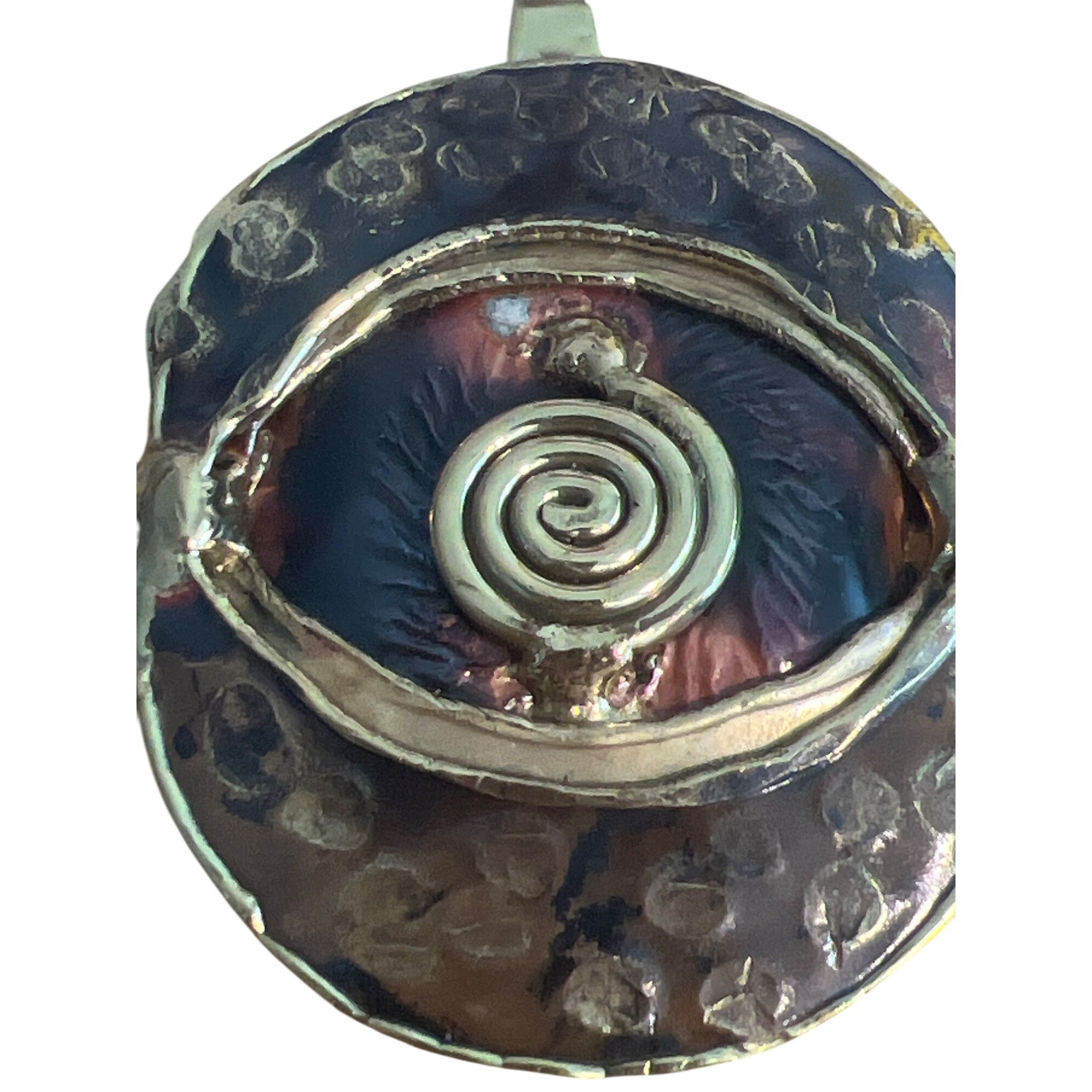Vintage Vintage Modernist Mixed Metals Eye Pendant Gold Tone Texture Size ONE SIZE - 2 Thumbnail