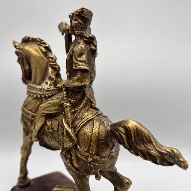 Vintage Vintage Brass Figurine Horse Rider Warrior Statue Medieval Size ONE SIZE - 7 Thumbnail