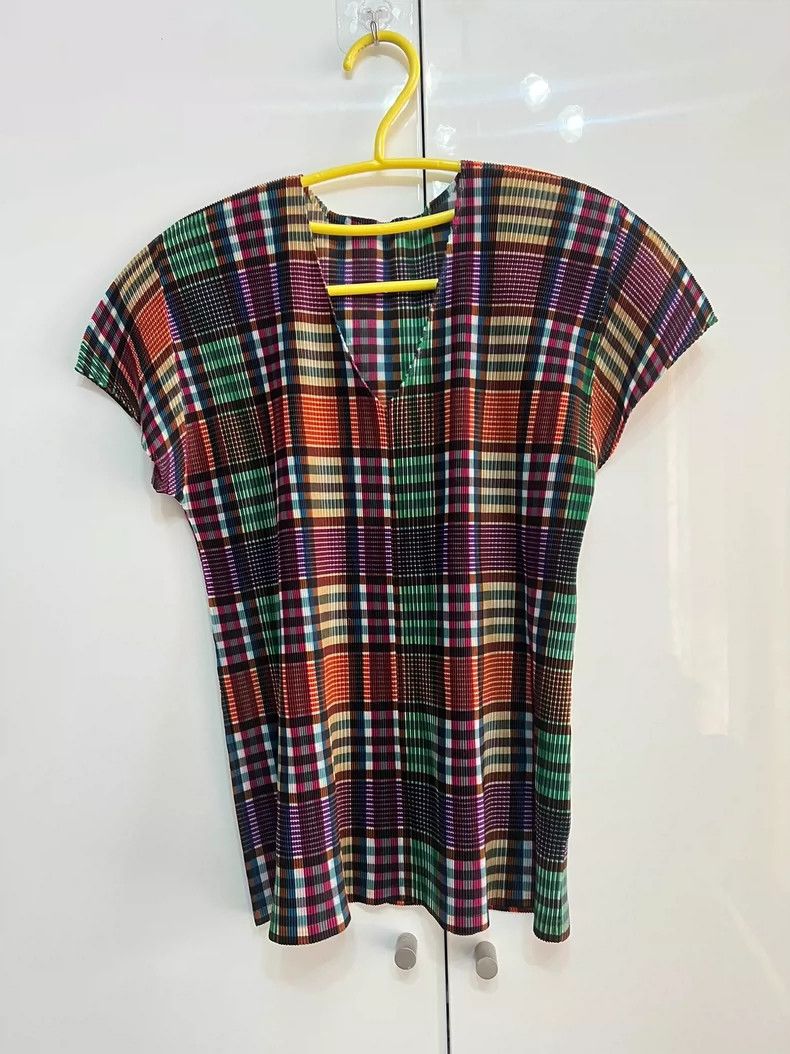 Issey Miyake Issey Miyake size:3 Brown vintage checked top T-shirt Size M / US 6-8 / IT 42-44 - 1 Thumbnail