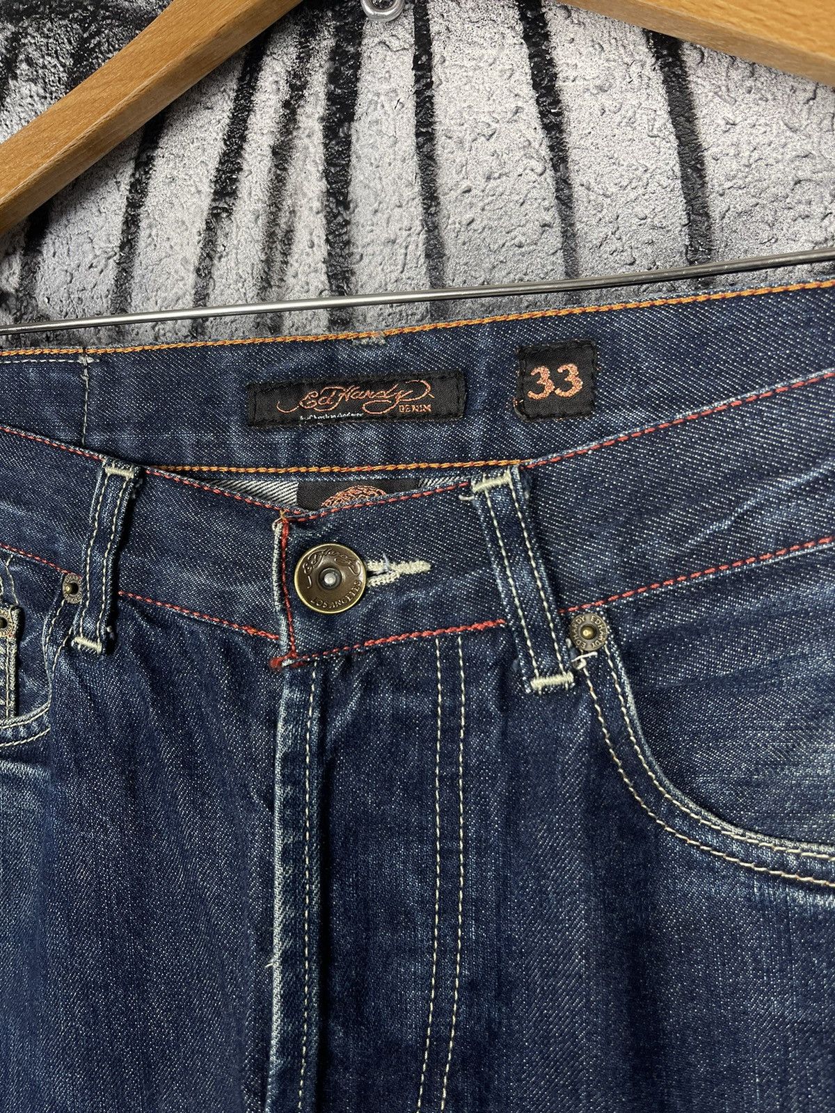 Christian Audigier Ed Hardy by Christian Audigier Vintage Skull Logo Jeans Size US 33 - 6 Thumbnail