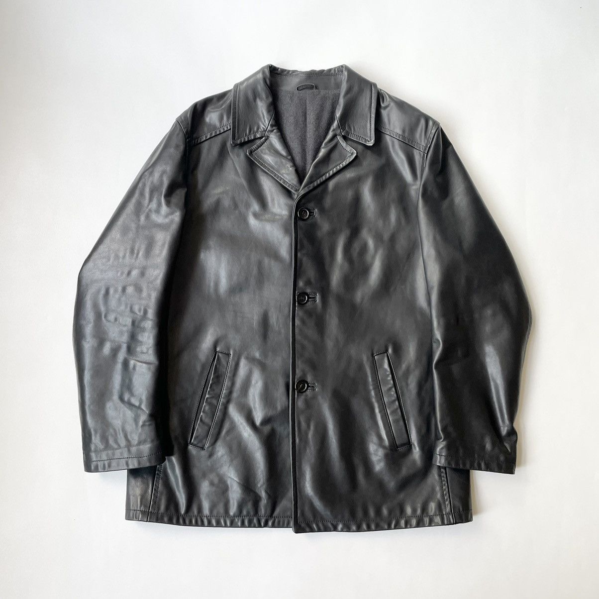 Prada A/W 2000 Black Leather Overcoat Size US XL / EU 56 / 4 - 1 Thumbnail