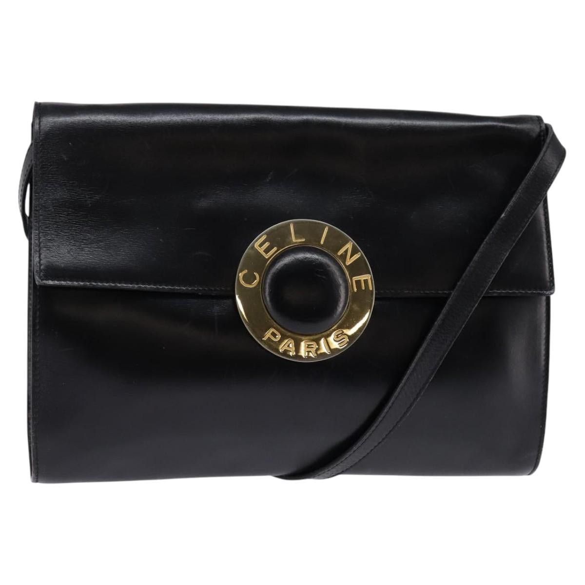 Celine CELINE Circle Shoulder Bag Leather Black Gold Size ONE SIZE - 1 Thumbnail
