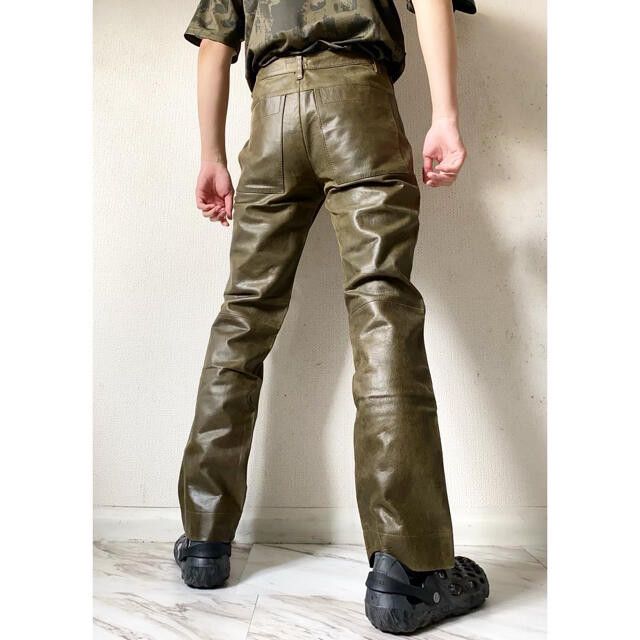 Dirk Bikkembergs Olive Green Bikkembergs Leather Trousers Size US 30 / EU 46 - 3 Thumbnail