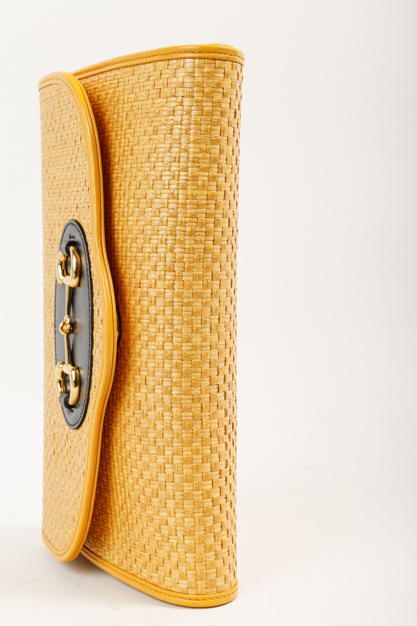 Gucci Gucci Horsebit 1955 Raffia Leather-Trimmed Shoulder Bag Size ONE SIZE - 5 Thumbnail