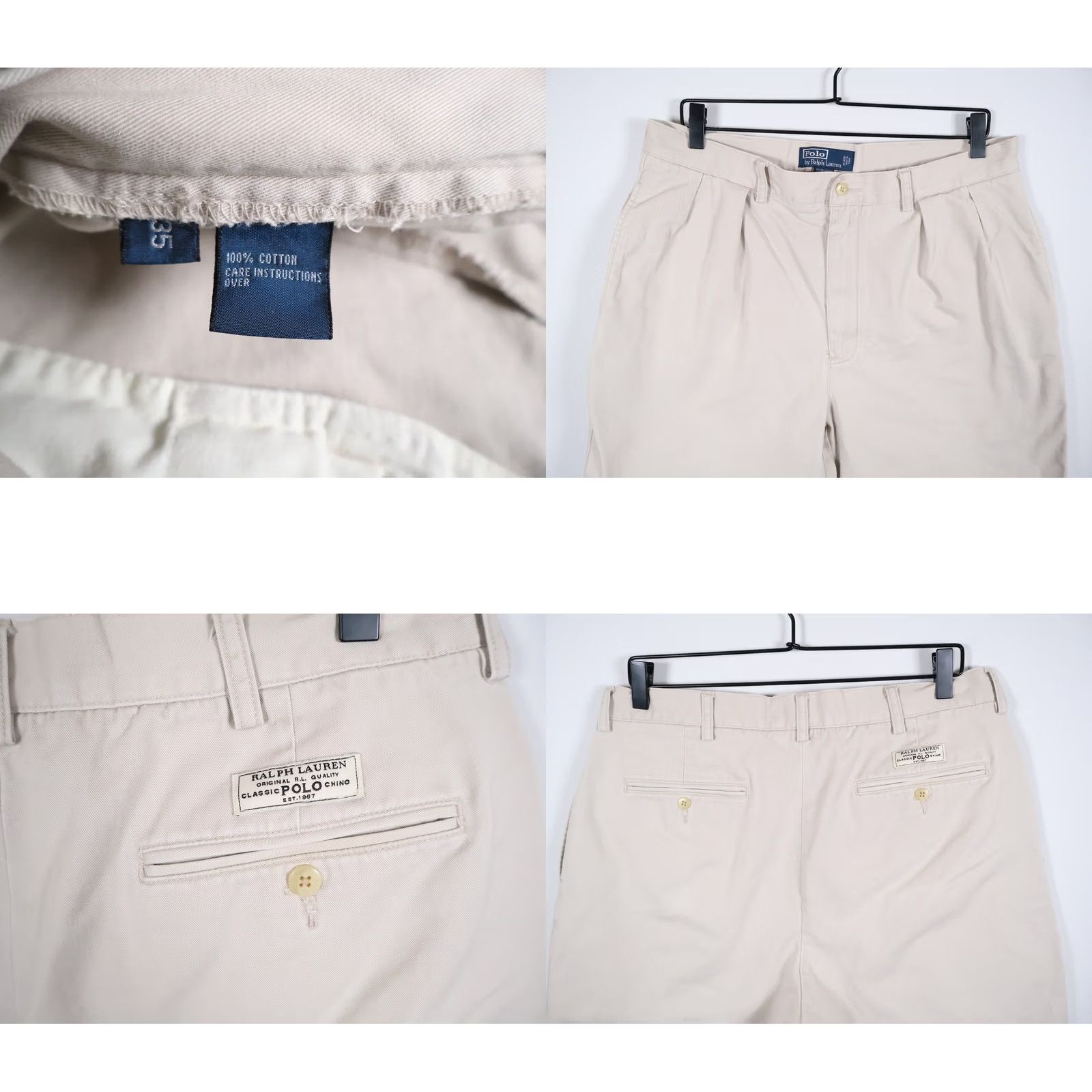 Polo Ralph Lauren Polo Ralph Lauren Pleated Shorts Men 33 X 8 Beige Tyler 100% Cotton (35 Tag) Size US XS / EU 42 / 0 - 9 Thumbnail