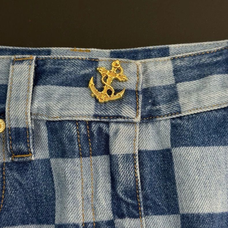 Louis Vuitton Louis Vuitton Washed blue checkerboard sailor button denim Size 35" - 7 Thumbnail