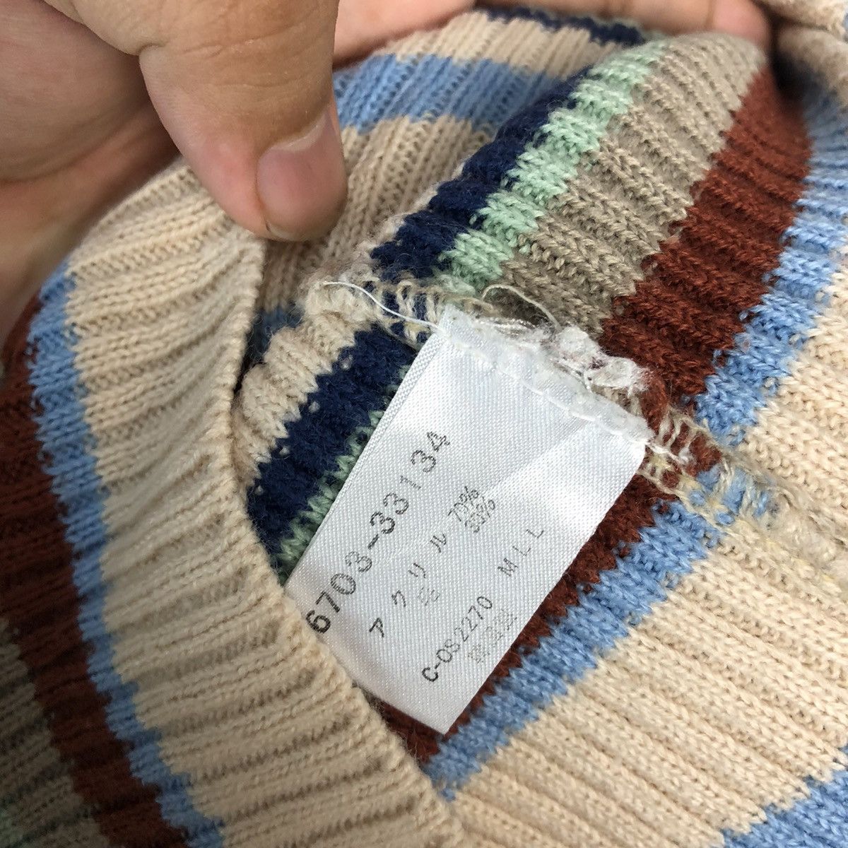 Homespun Knitwear Jeancox Stripe Brown Knitwear #A683 Size M / US 6-8 / IT 42-44 - 11 Thumbnail