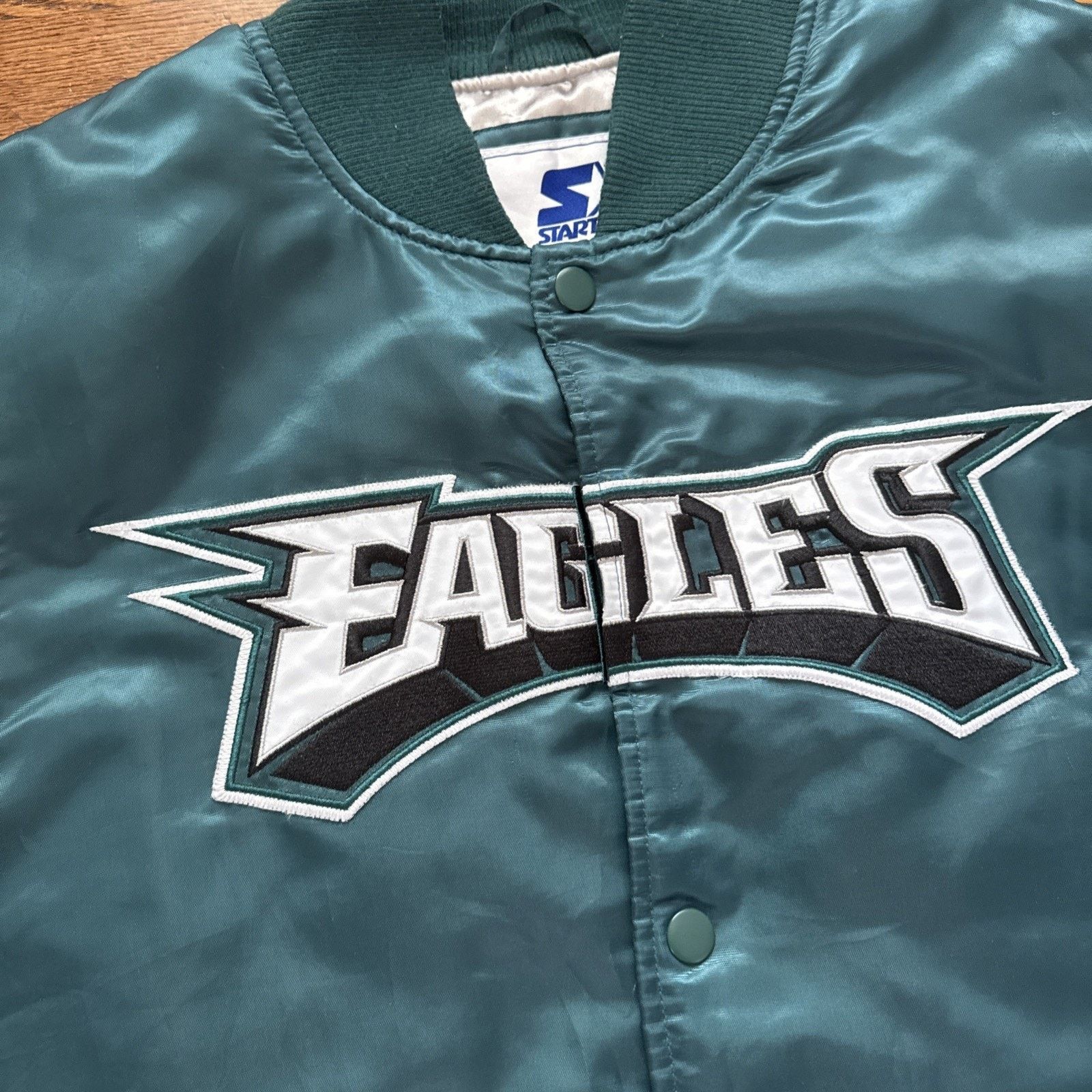 Starter Starter Philadelphia Eagles Satin Jacket Button Snap Quilted Size US XXL / EU 58 / 5 - 2 Thumbnail