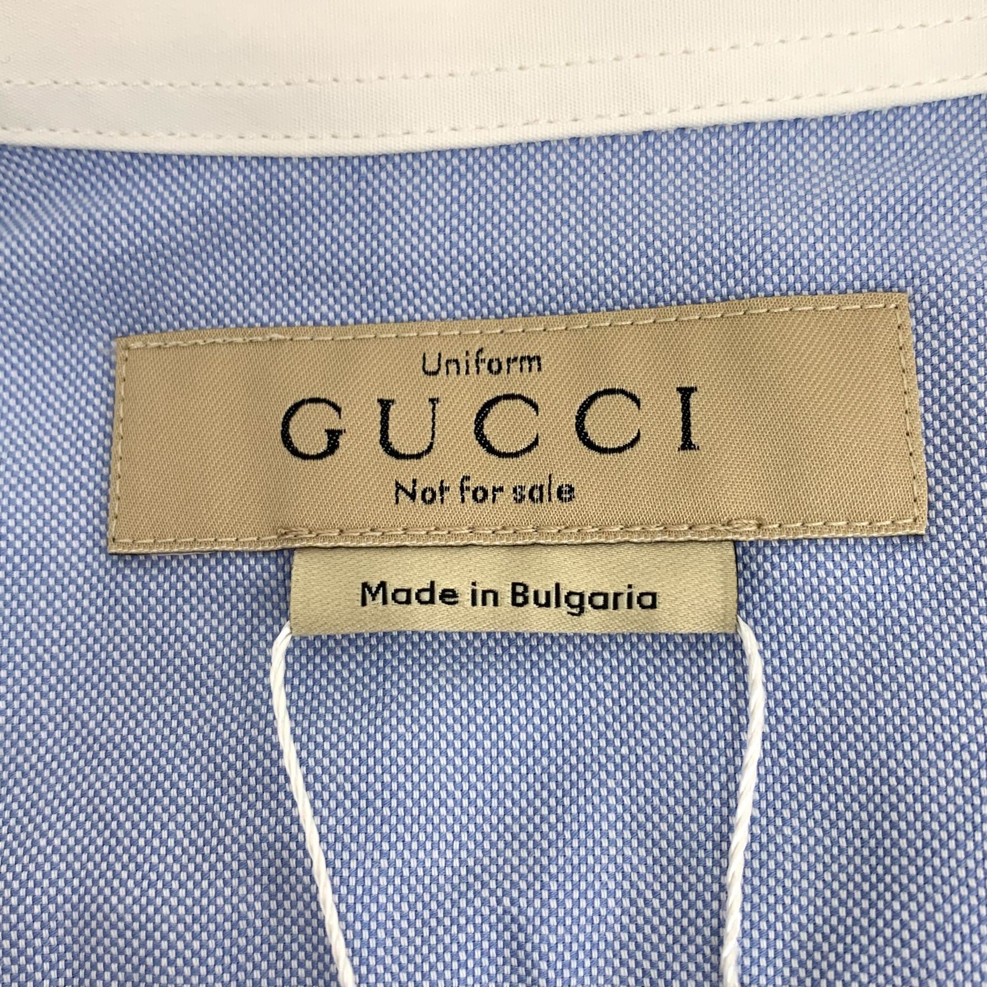 Gucci Gucci Light Blue Double G Jacquard Cotton Long-Sleeve Shirt Size XS / US 0-2 / IT 36-38 - 5 Thumbnail