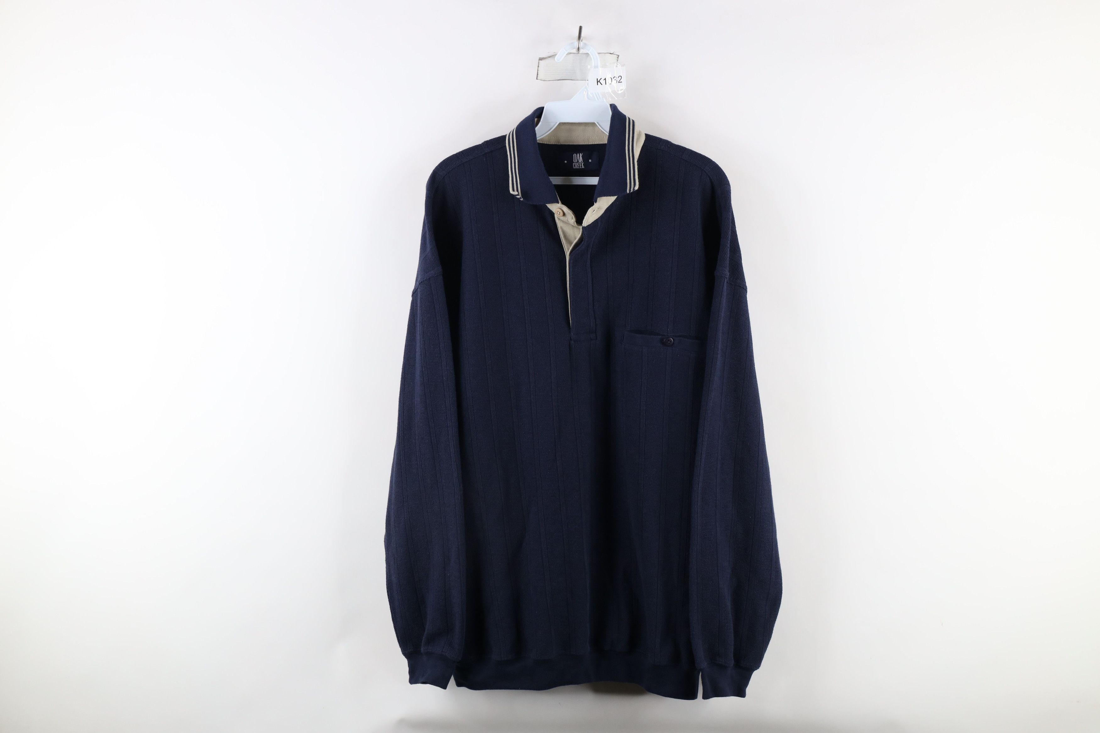 Vintage Vintage 90s Streetwear Thermal Waffle Knit Pullover Polo Size US L / EU 52-54 / 3 - 1 Thumbnail