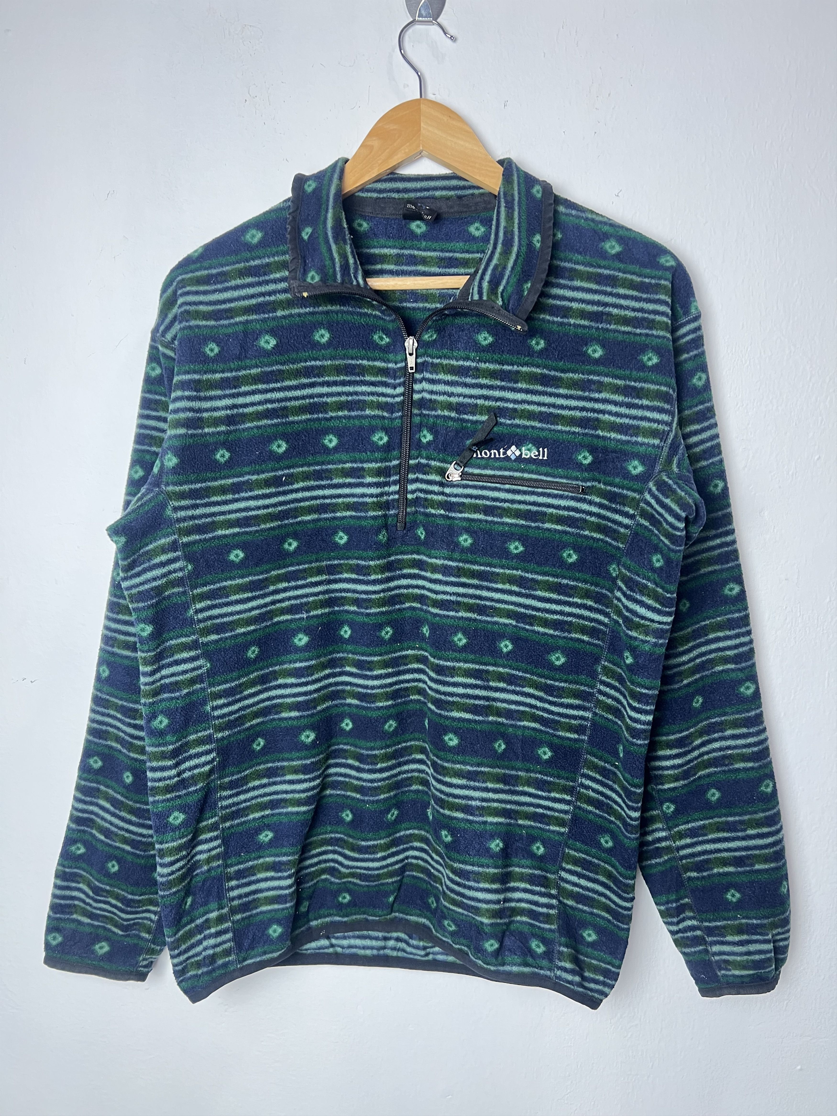 Montbell Vintage Montbell Patterned Fleece Pullover Jacket Size US M / EU 48-50 / 2 - 1 Thumbnail