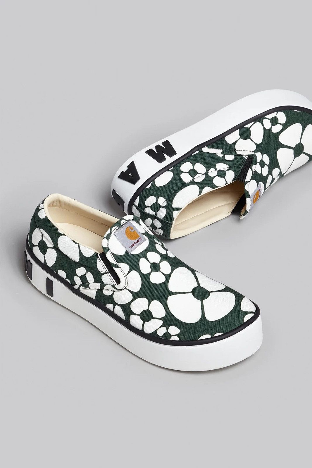 Carhartt Wip × Marni !DS! SS22 Marni X Carhartt Floral Print Green Slip Ons Size US 12 / EU 45 - 2 Thumbnail