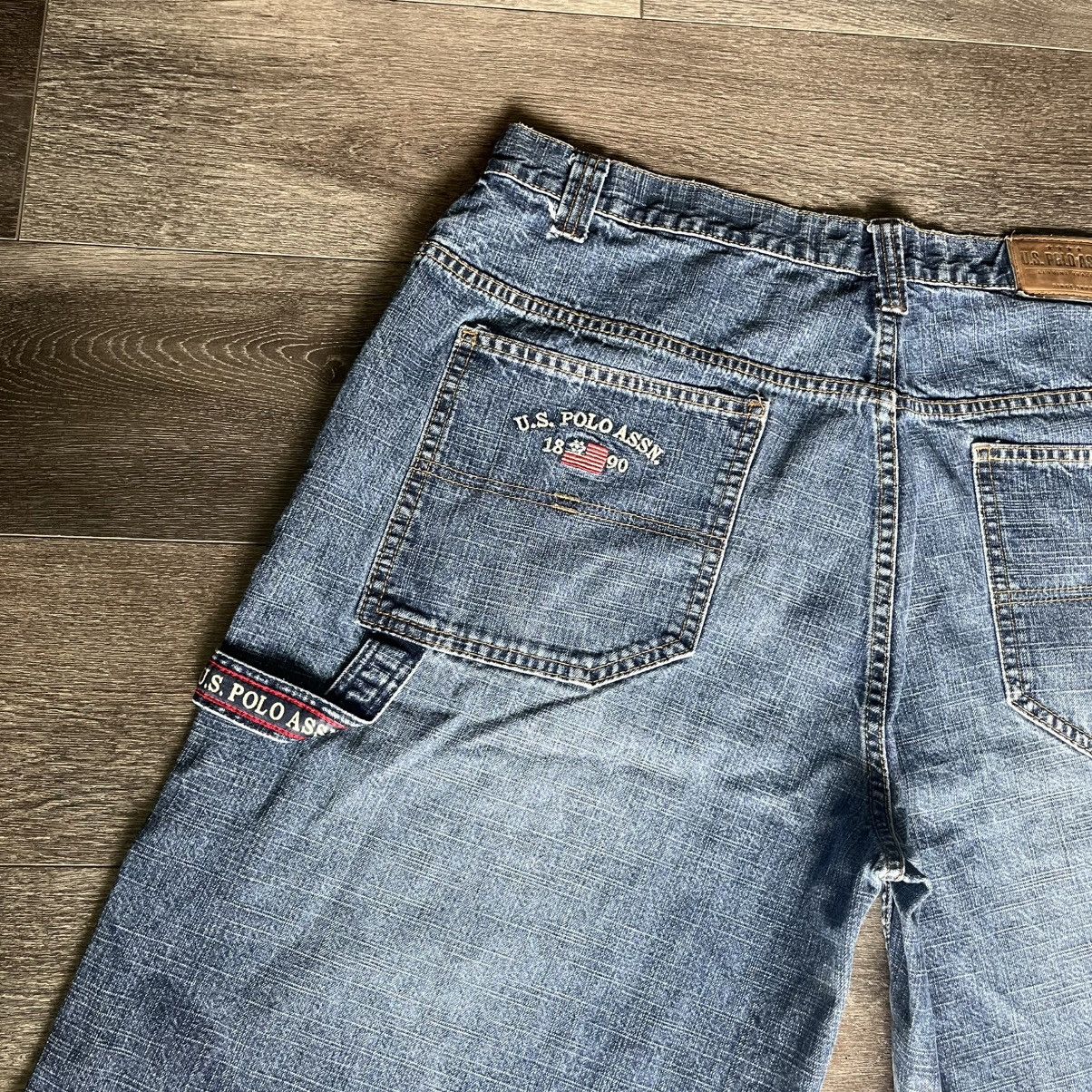U.S. Polo Assn. Vintage 2000s US Polo Assn Flag Carpenter Denim Jean Shorts Size US 38 / EU 54 - 3 Thumbnail
