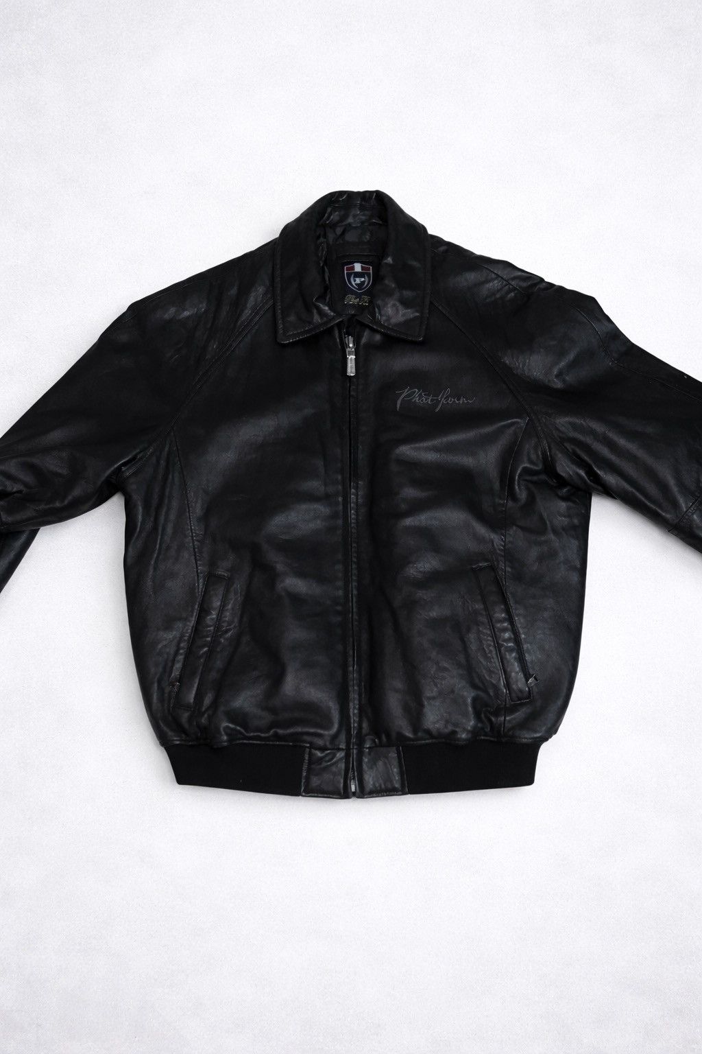 Phat Farm Phat Farm Y2K Black Leather Bomber Jacket Size US XL / EU 56 / 4 - 1 Thumbnail