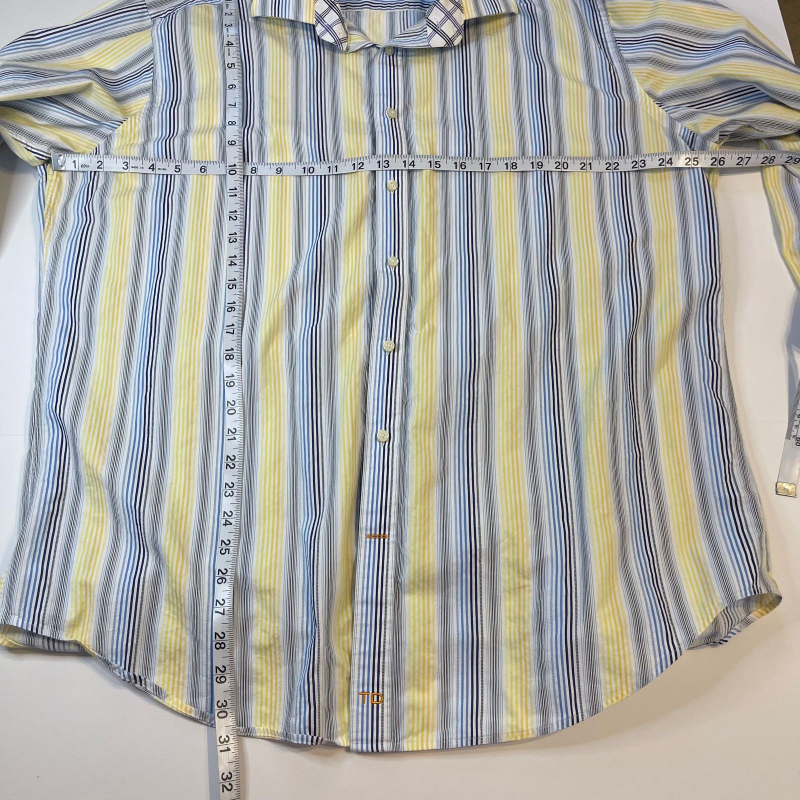 Thomas Dean Thomas Dean Button Down Blue & Yellow Striped Shirt, XXL Size US XXL / EU 58 / 5 - 5 Thumbnail