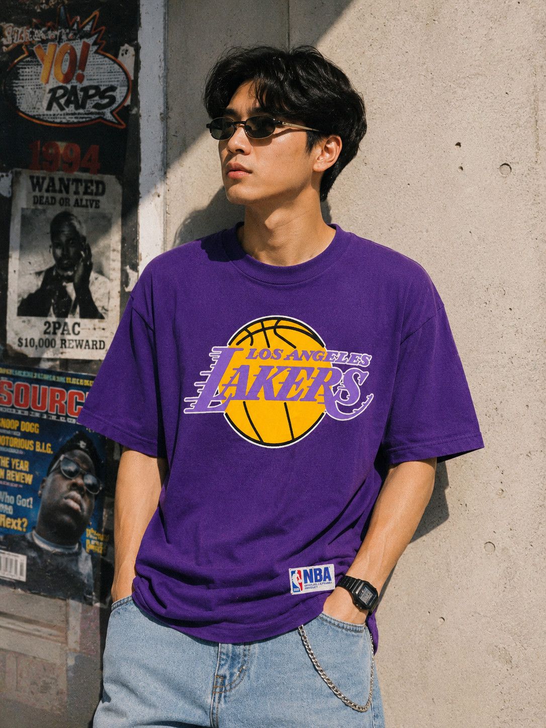 Vintage Vintage 90s NBA LA Lakers Big Logo T-Shirt Size US M / EU 48-50 / 2 - 2 Thumbnail