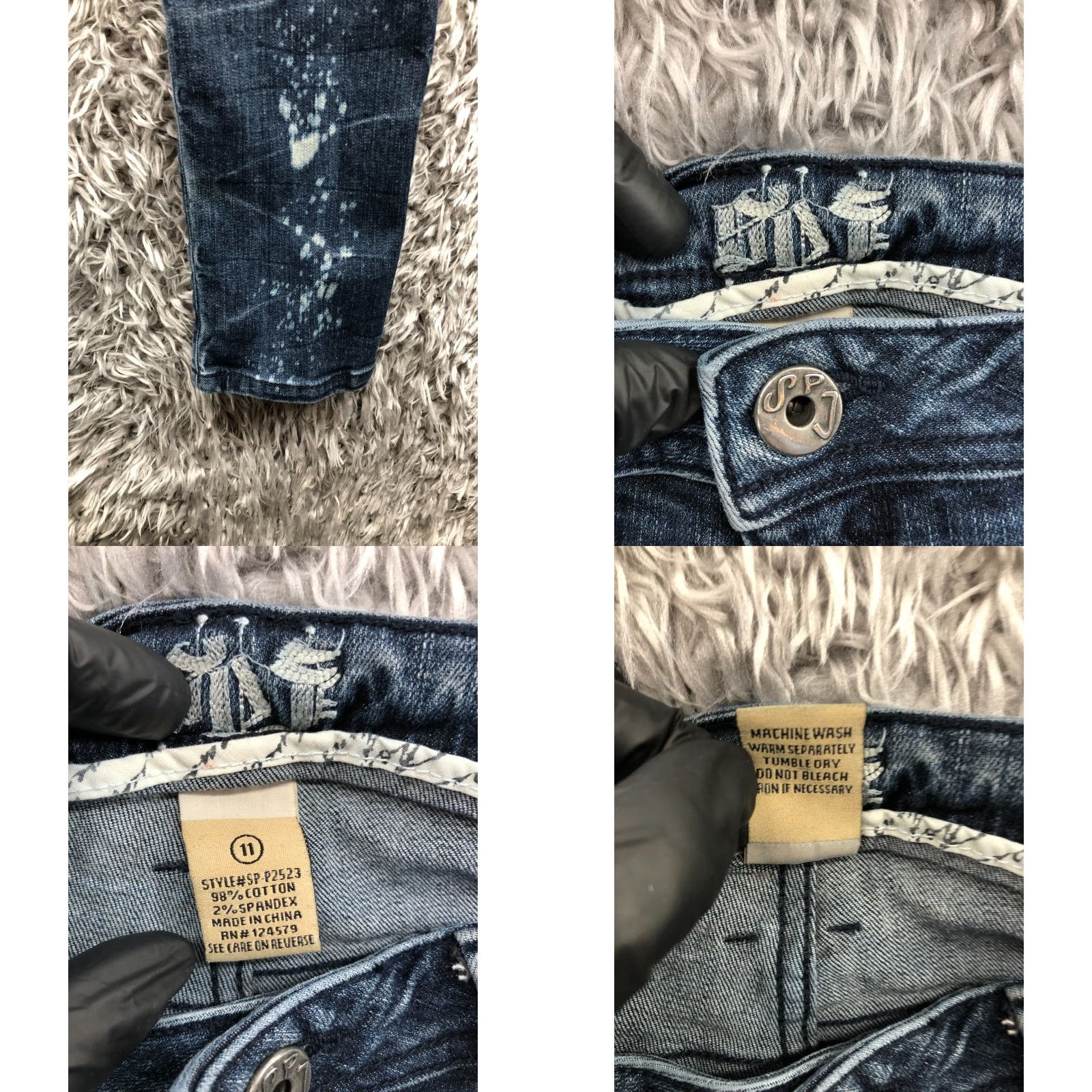 Vintage SPJ Jeans Size 11 Juniors Medium Wash Low Rise Blue Jeans Regular 5-Pocket Denim Skinny Ladies Womens Size 32" / US 10 / IT 46 - 8 Thumbnail