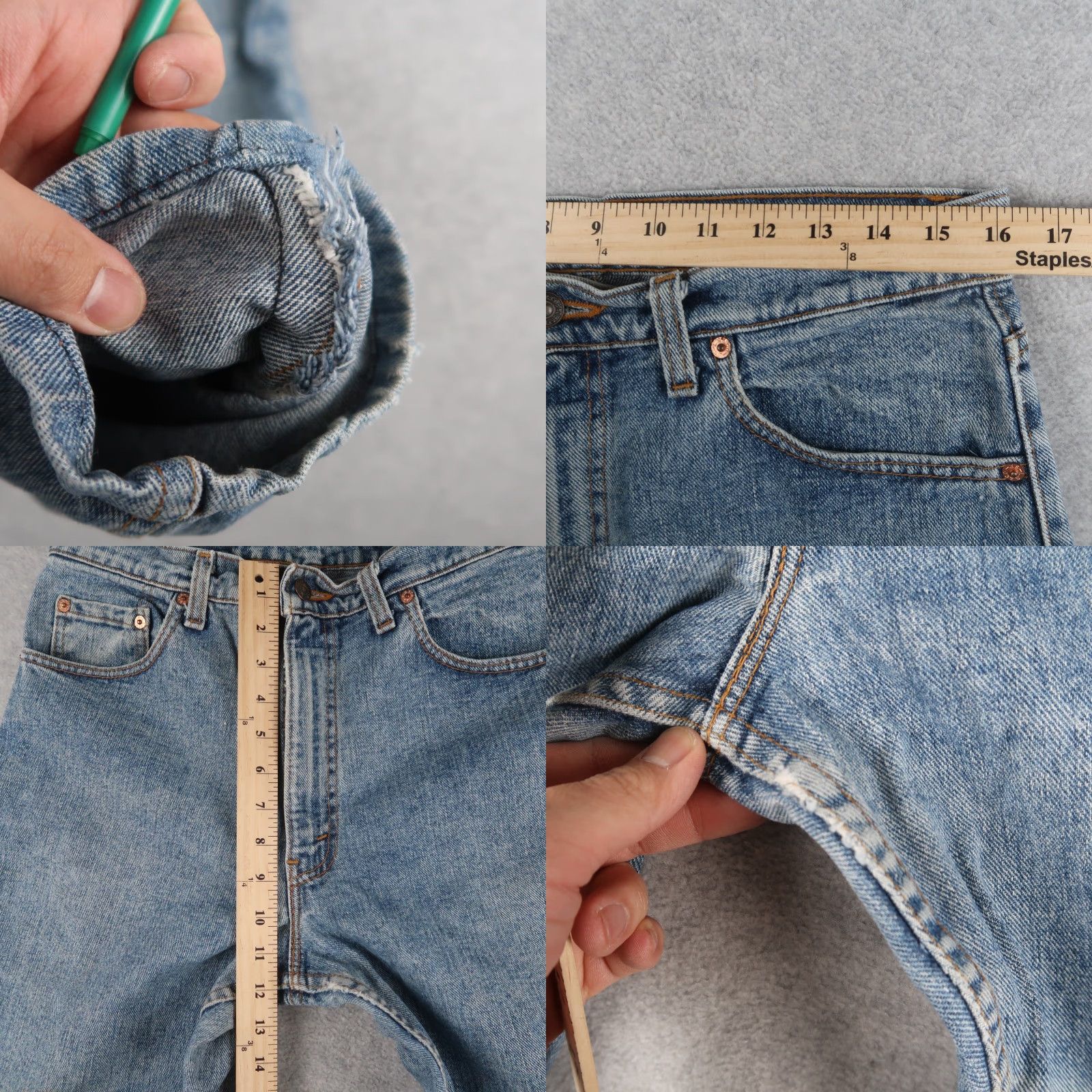 Levi's VINTAGE Levi's 550 Jeans Denim Blue 34x30 32x27.5 USA Made Men Relaxed 90s 5-Pocket Denim Distressed Belt Loops Size US 34 / EU 50 - 8 Thumbnail