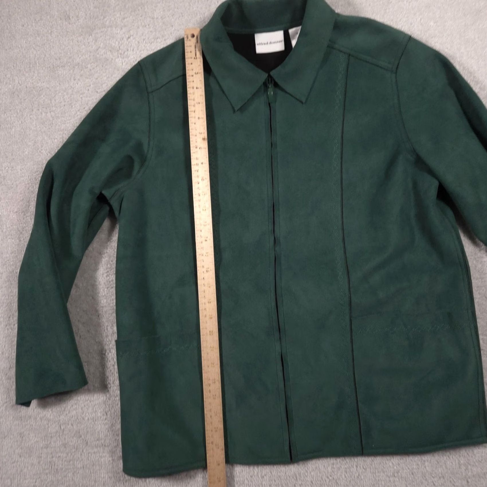 Vintage Alfred Dunner Jacket Womens 14 Green Microfiber Full Zip Mid-Length Collar Lined - Classic, Casual, Business Womens Size XL / US 12-14 / IT 48-50 - 7 Thumbnail