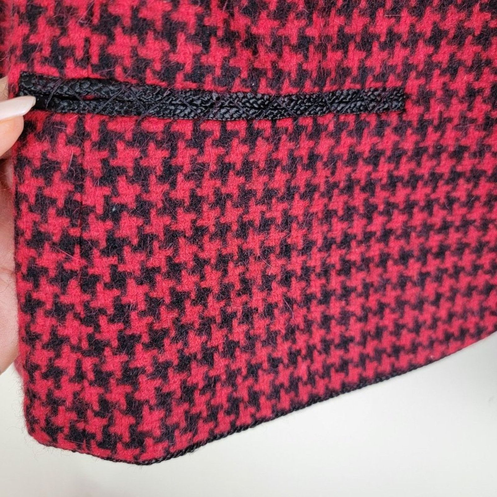 Vintage Charlotte Ford Vintage Womens Houndstooth Wool Open Blazer Size L / US 10 / IT 46 - 8 Thumbnail