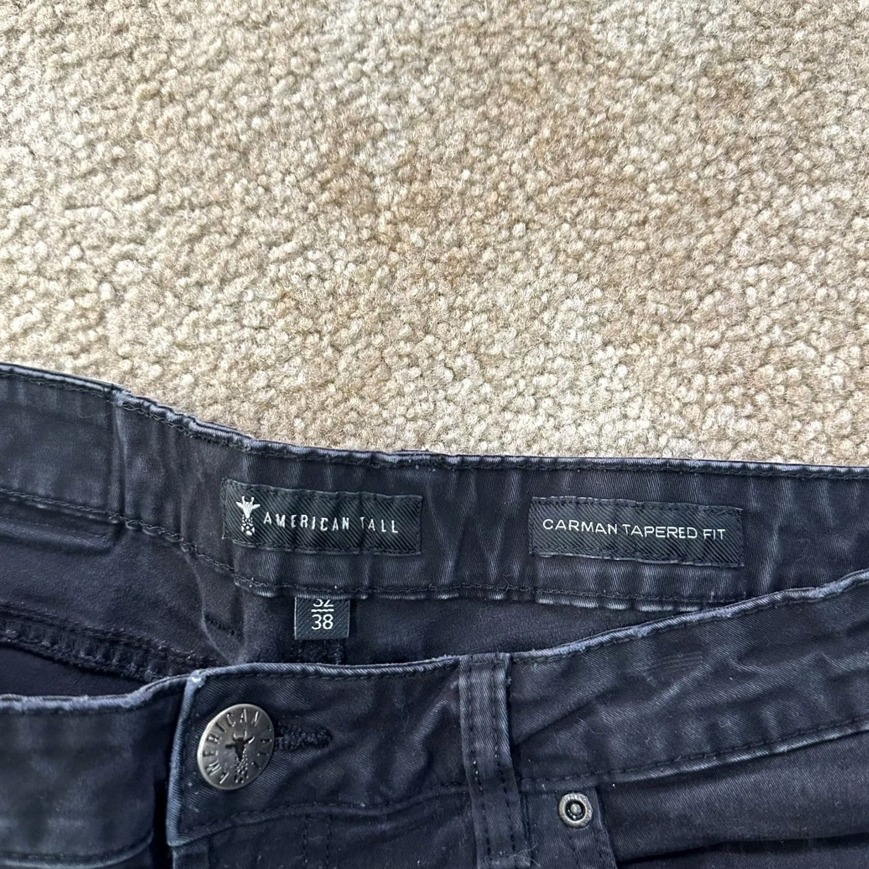 Vintage American Tall Men's 32x38 Chino Pants Slim Tapered Fit Black Cotton Blend Stretch 5-Pocket Size US 32 / EU 48 - 3 Thumbnail