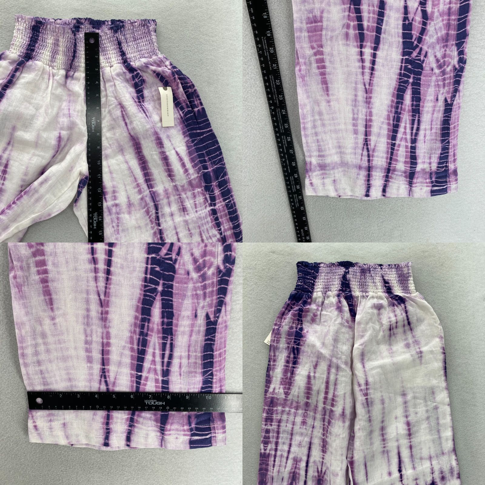 Anthropologie Cloth & Stone X Anthropologie Wide Leg Pants Women's Small Purple Tie Dye Linen Size 42" / US 20 - 8 Thumbnail