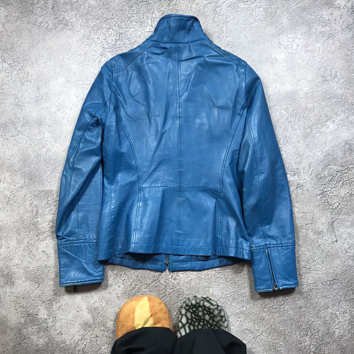 Vintage Vintage Blue Leather Jacket Workwear Streetwear 90s Logo M Size M / US 6-8 / IT 42-44 - 6 Thumbnail