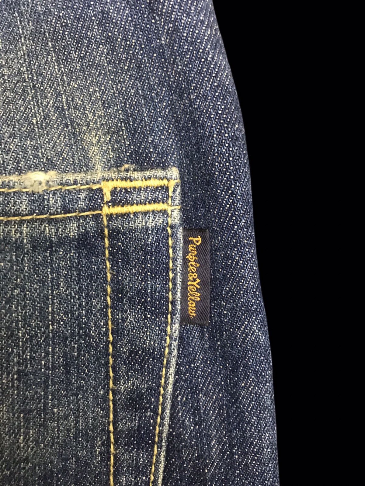 Japanese Brand 💥DENIM ART💥PURPLE&YELLOW JAPAN SICK DISTREESED DENIM F266 Size US 35 - 15 Thumbnail