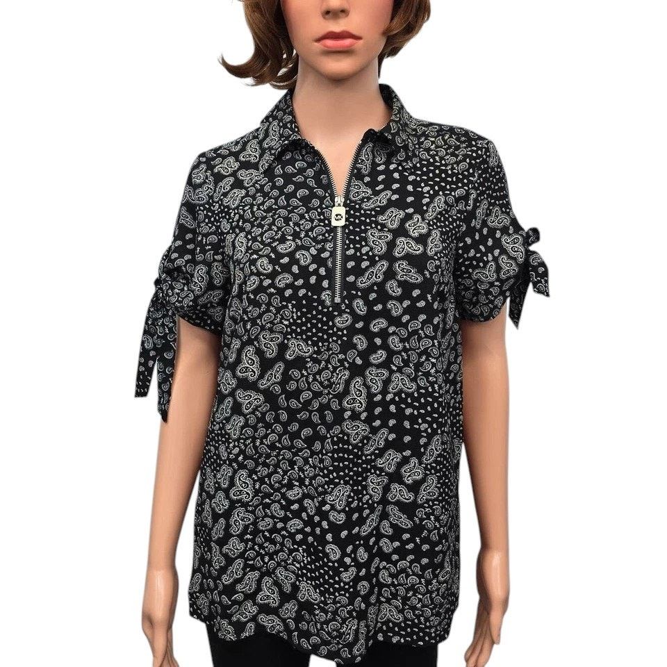 Michael Kors Michael Kors Blouse Paisley Grommet & Tie Sleeve Zip Front S Size S / US 4 / IT 40 - 2 Thumbnail