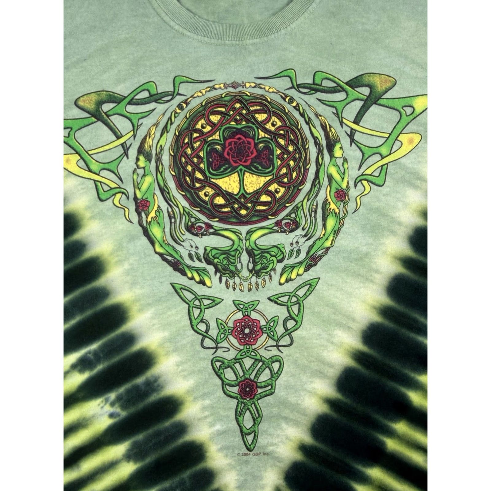 Gildan VINTAGE Grateful Dead T Shirt Size L Green Shamrock Celtic Tie Dye 2004 Gildan Men's Short Sleeve Crew Neck Graphic Print Regular Cotton Double-Sided Size US L / EU 52-54 / 3 - 2 Thumbnail
