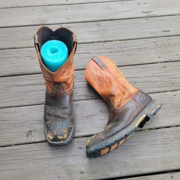Ariat Workhog Two Tone Brown Leather Cowboy Western Distress