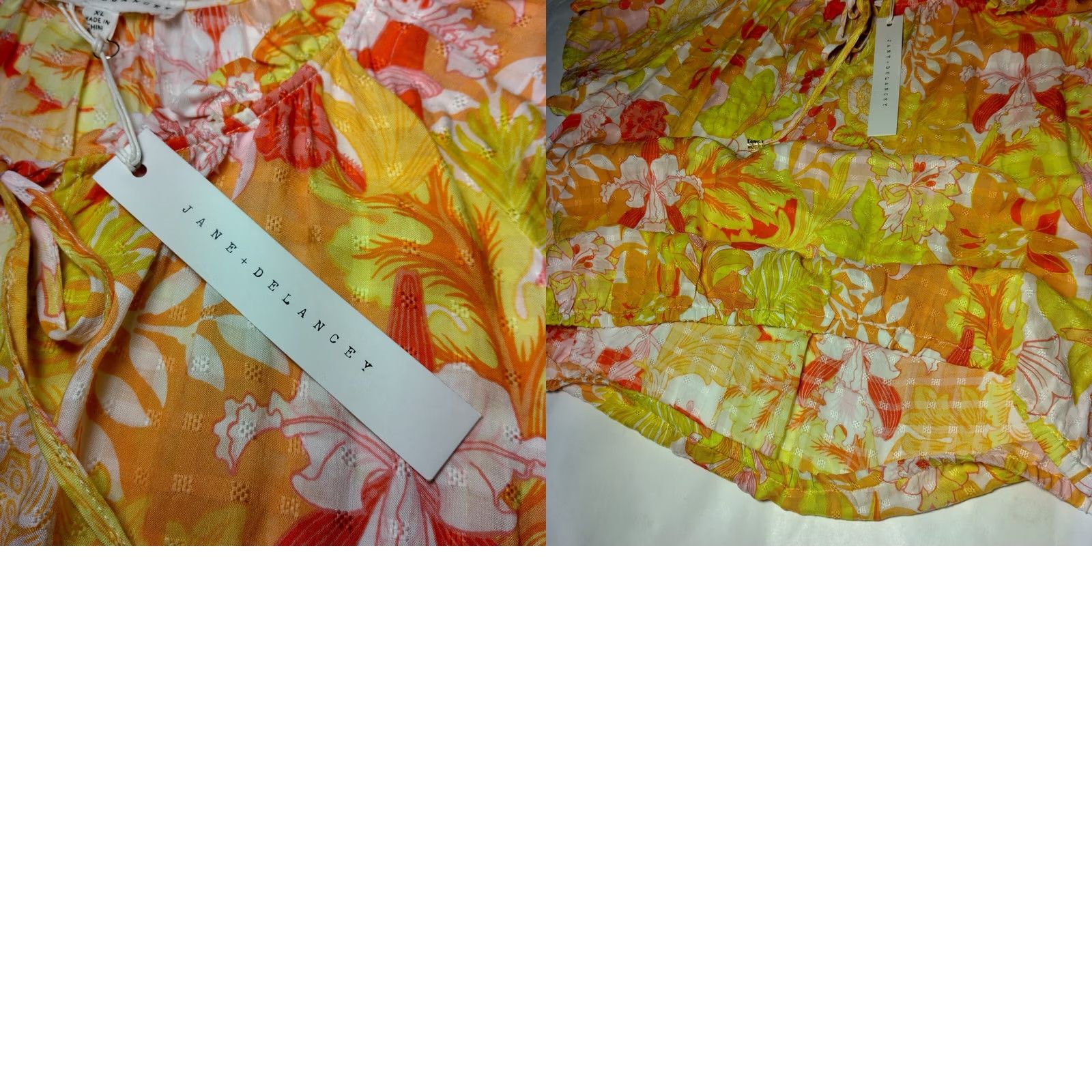 Vintage Jane + Delancey Blouse XL Short Sleeve Peasant Floral Yellow Orange V-Neck Boho Beachy Casual Womens Size XL / US 12-14 / IT 48-50 - 10 Thumbnail