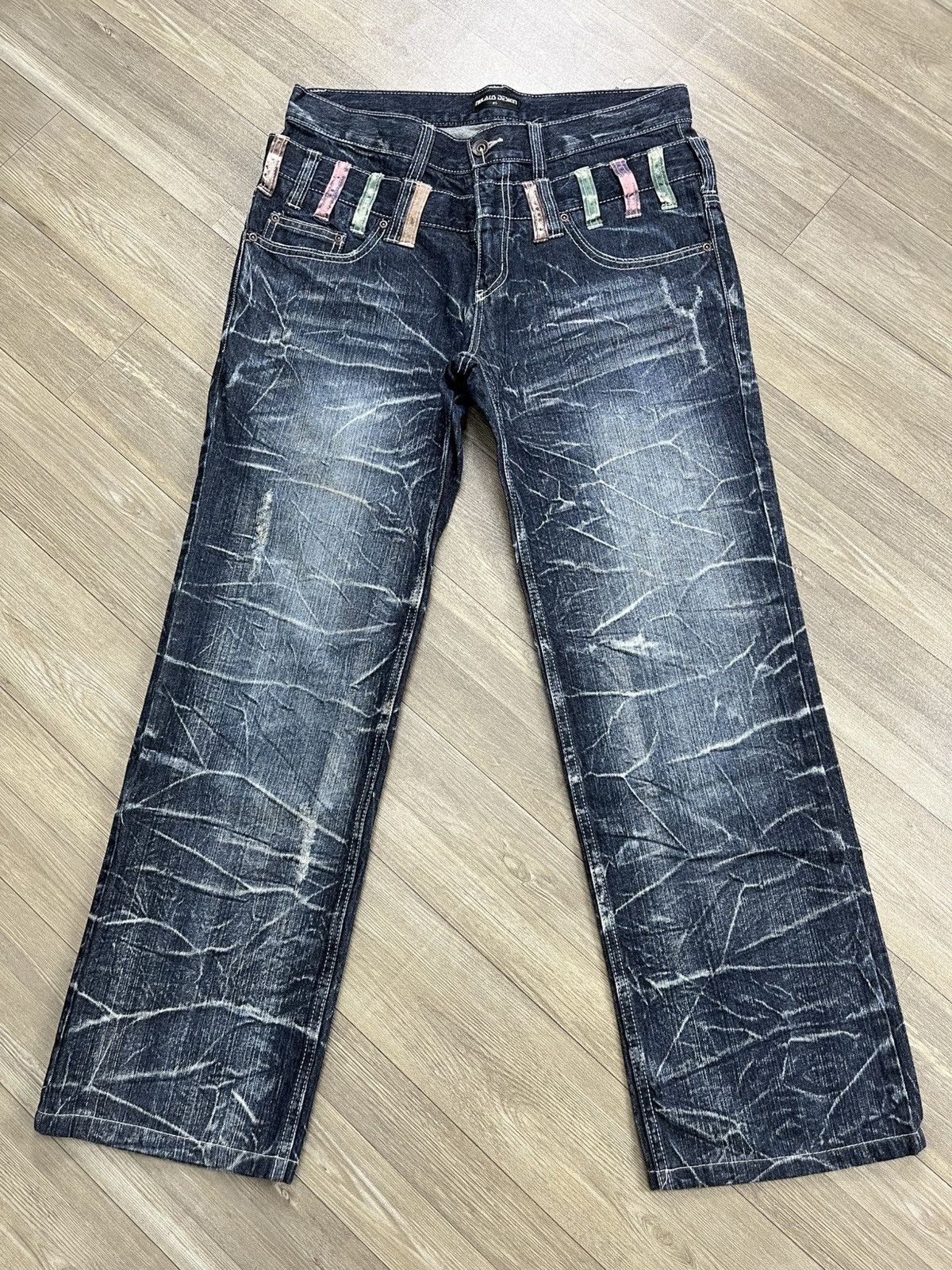 If Six Was Nine 2000s Nylaus Double Waist Distressed Punk Faded Baggy Jeans Size US 31 - 1 Thumbnail