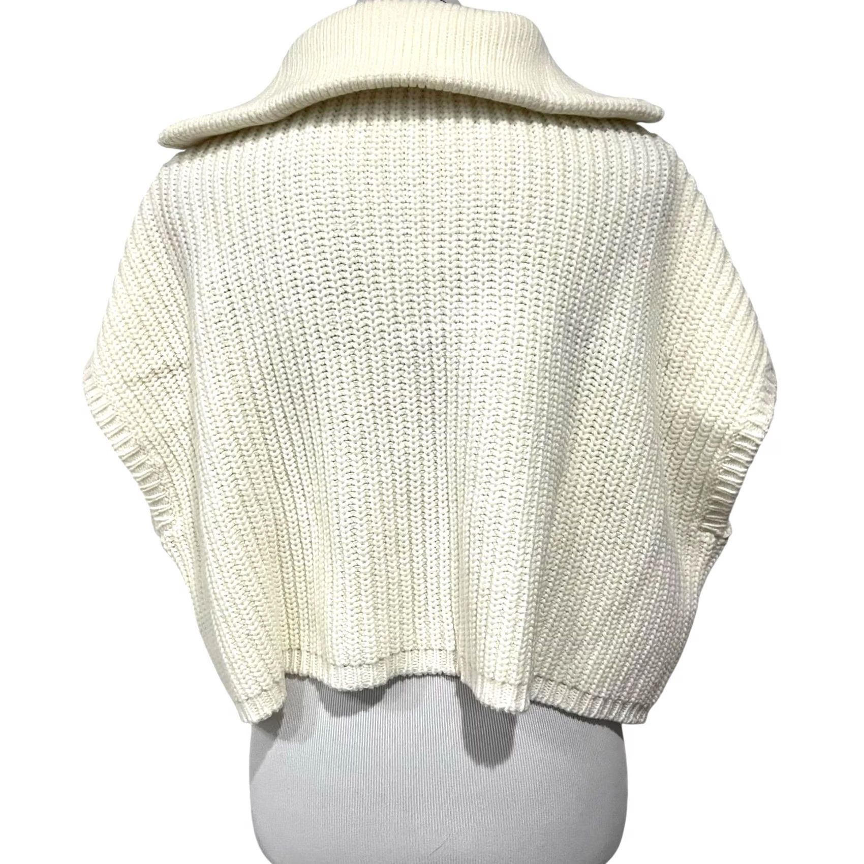 Vintage Lattelier Women’s Sweater Boxy Pullover 1/4 Zip Foldover Collar Ivory Cream Sz S Size S / US 4 / IT 40 - 4 Thumbnail