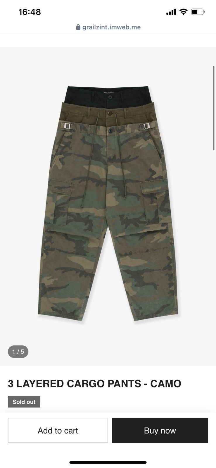 パンツ PROJECT G/R 3 LAYERD CARGO PANTS / CAMO Project GR 3 Layered Cargo Pants - Camo