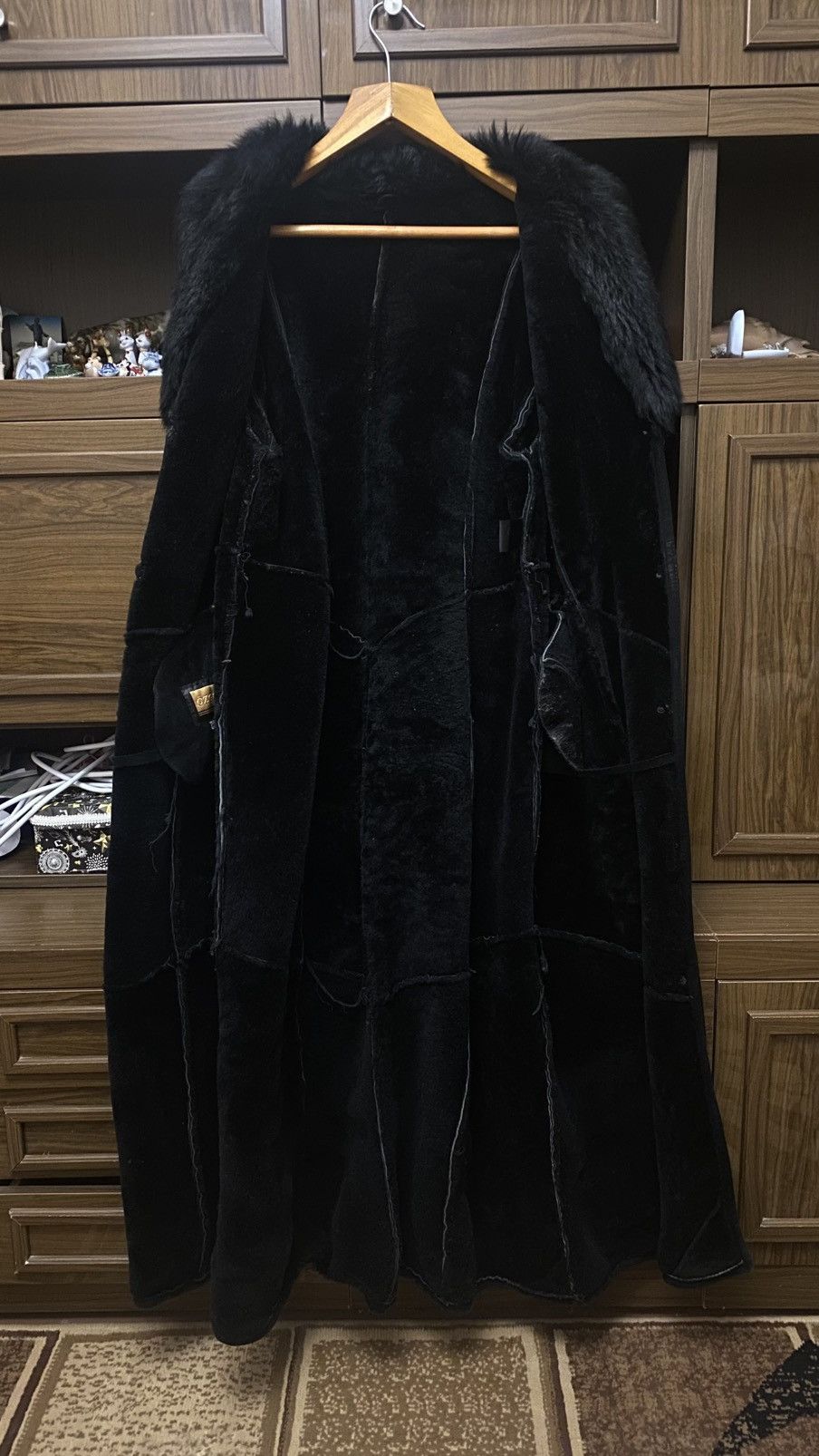 Leather Vintage Vampy Faux Fur Embroidery Black Afghan Coat Size XL / US 12-14 / IT 48-50 - 6 Thumbnail