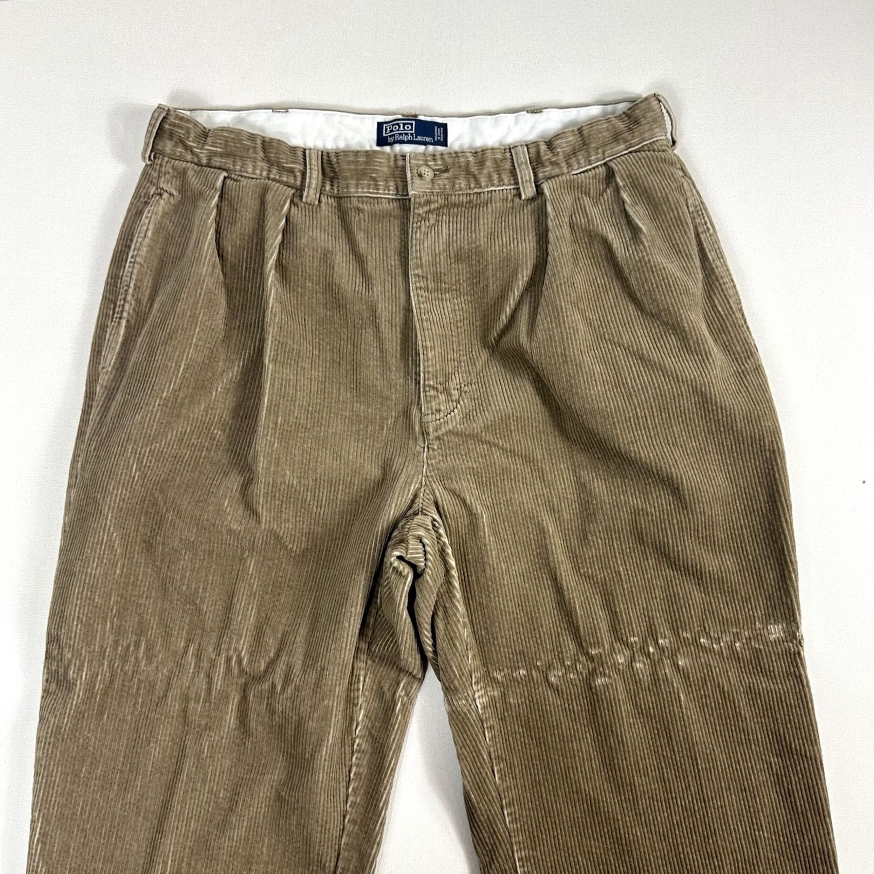 Polo Ralph Lauren VINTAGE Polo Ralph Lauren Andrew High Waisted Pleated Chino Pants 38x30 Men Brown Corduroy Straight 90s USA Preppy Trousers Size US M / EU 48-50 / 2 - 3 Thumbnail