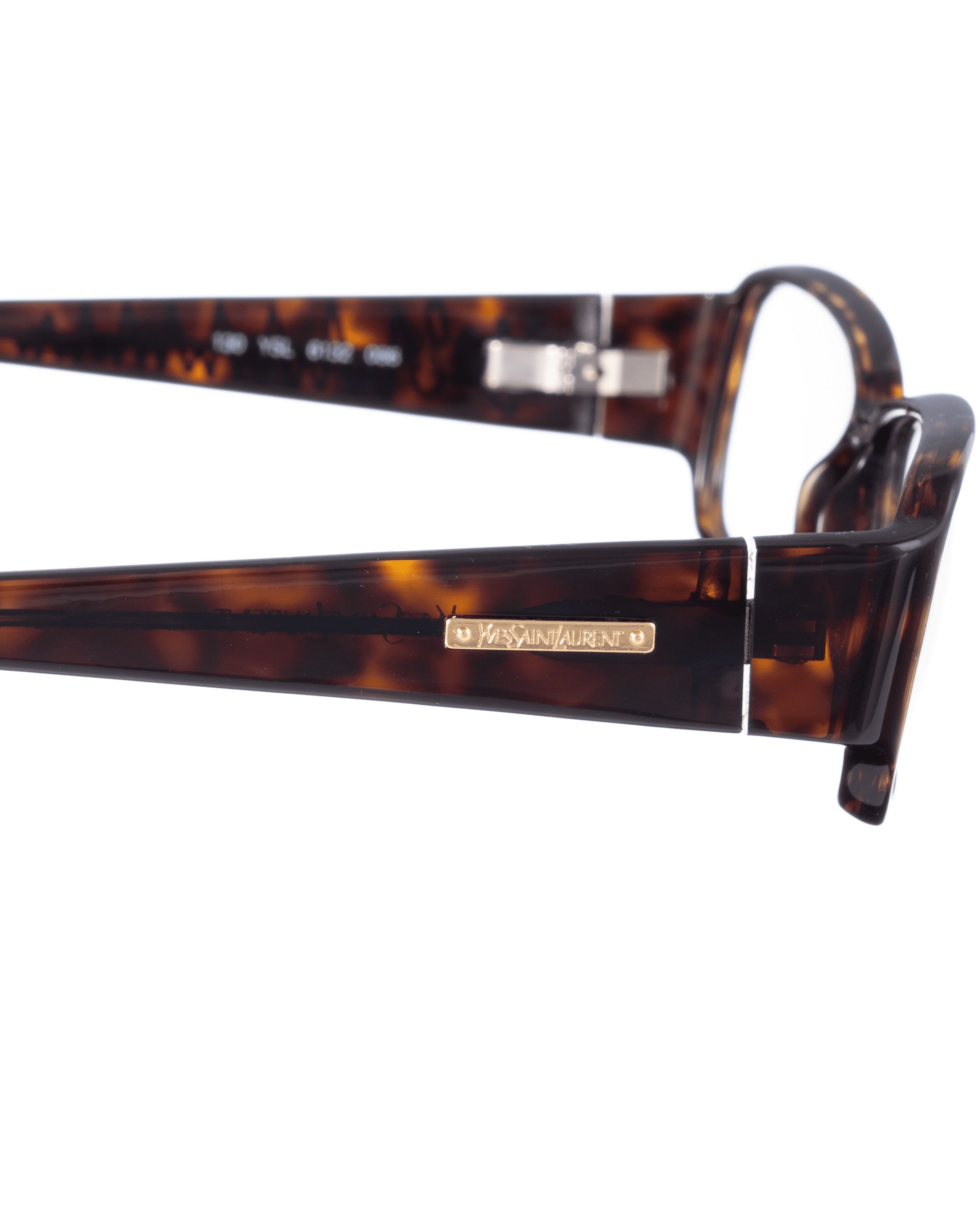 Yves Saint Laurent Yves Saint Laurent 00s Havana Black Glasses with Gold Logo Size ONE SIZE - 3 Thumbnail