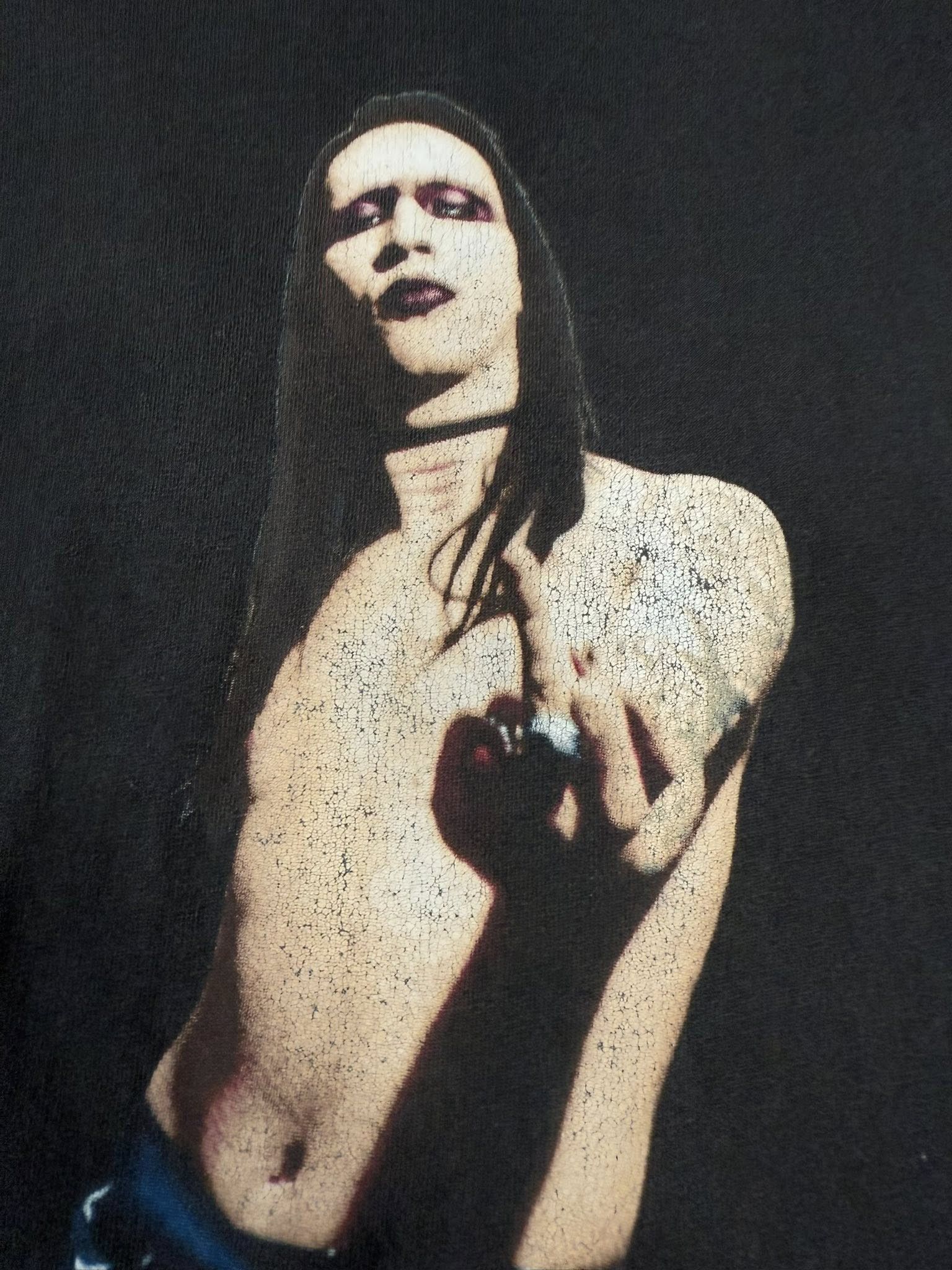 Marilyn Manson × Vintage Vintage 90s Marilyn Manson Hello My Name Is Band T-Shirt Size US M / EU 48-50 / 2 - 5 Thumbnail