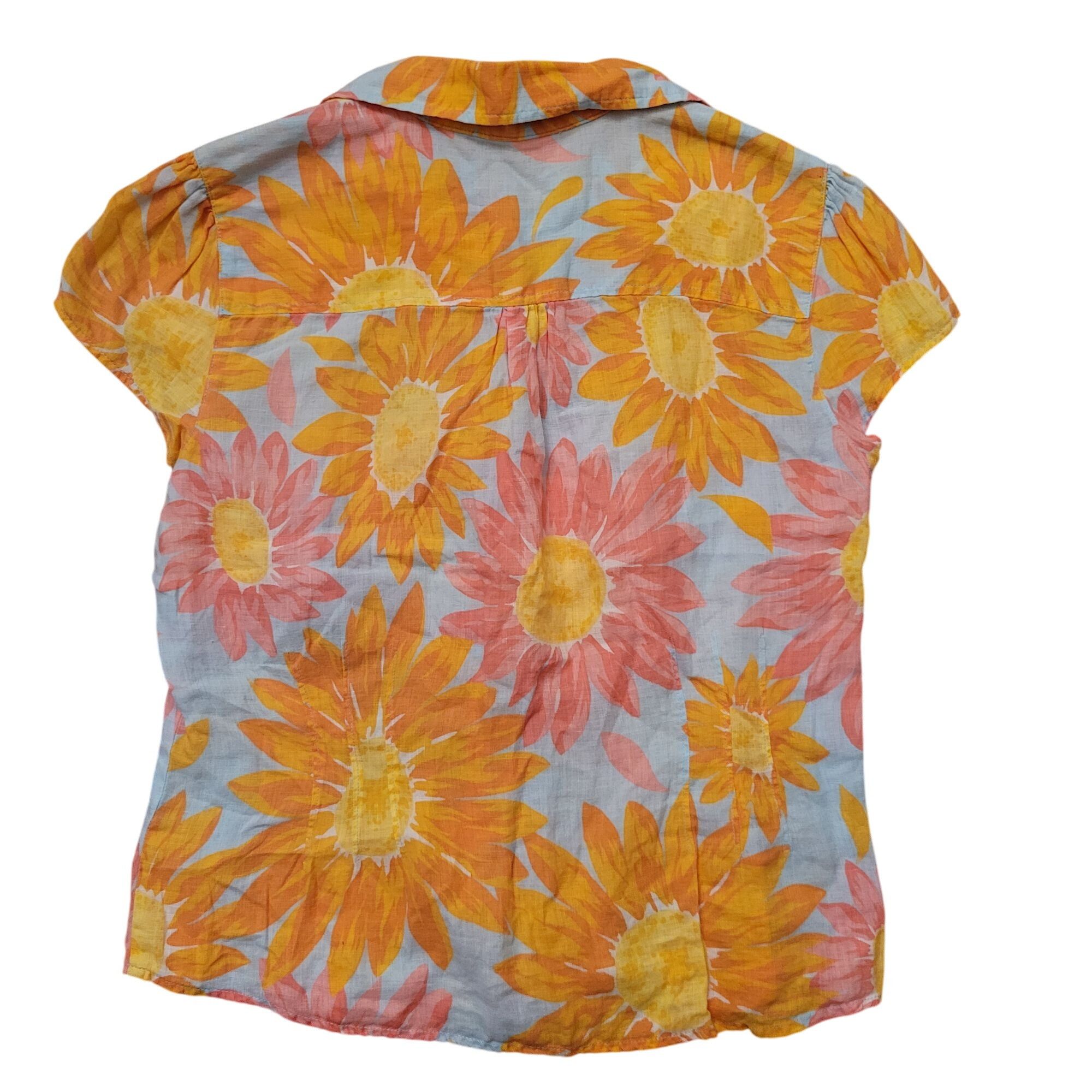 Liz Claiborne Liz Claiborne Sunflower Print Short Sleeve Button Up Blouse Size M / US 6-8 / IT 42-44 - 3 Thumbnail