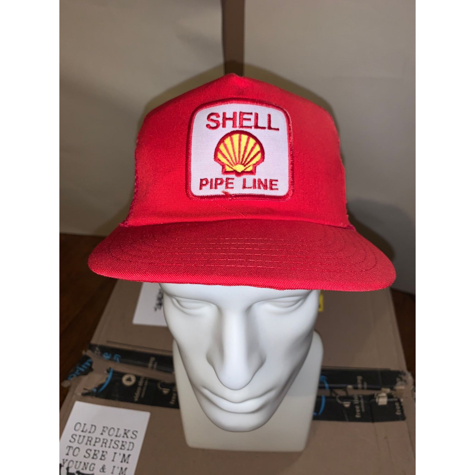Other × Vintage Vtg Shell Pipe Line Trucker Hat Red Made In USA Petroliana Size ONE SIZE - 1 Thumbnail