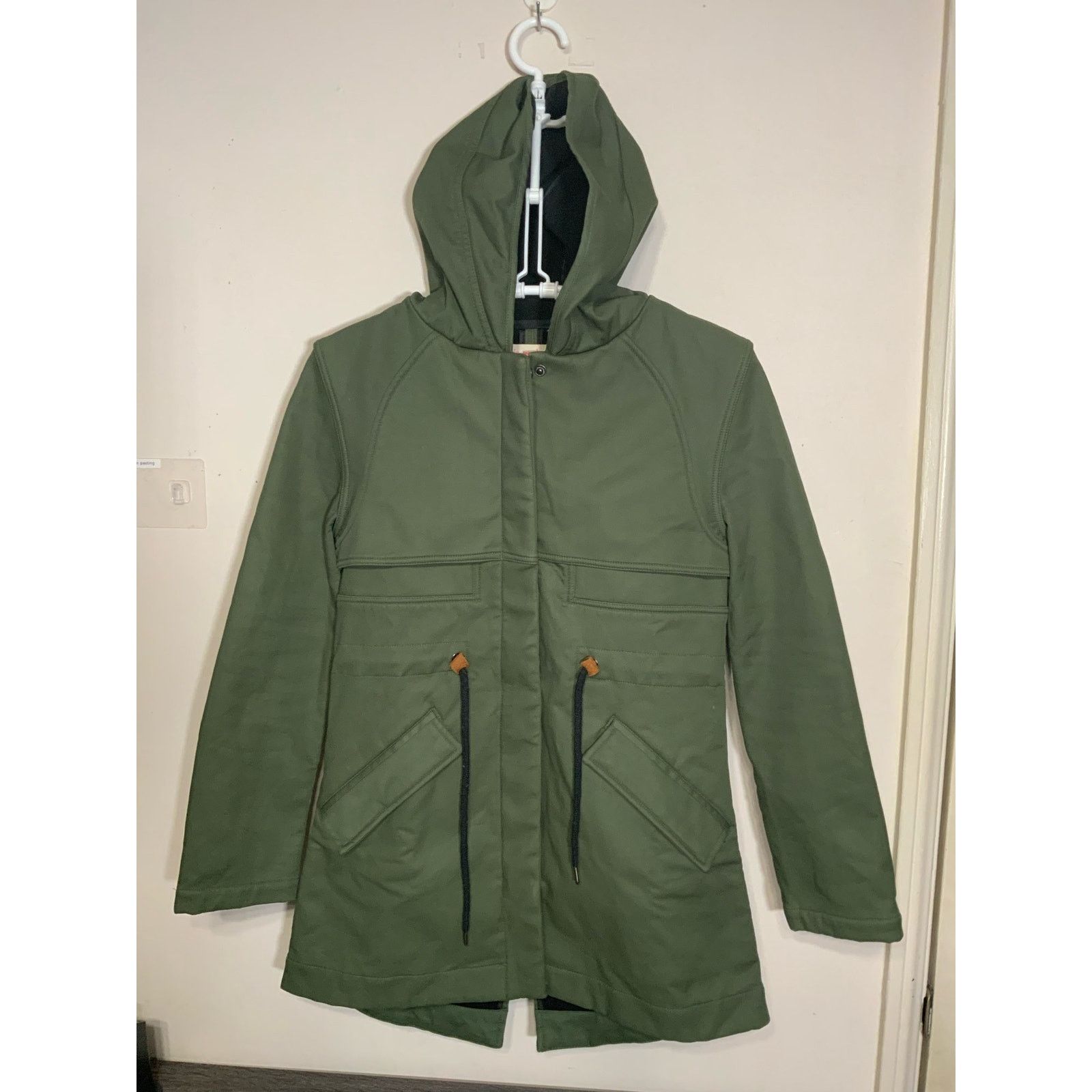 Unknown London Mia Melon Green Hooded Rain Jacket Women's Size XS USED Size XS / US 0-2 / IT 36-38 - 1 Thumbnail