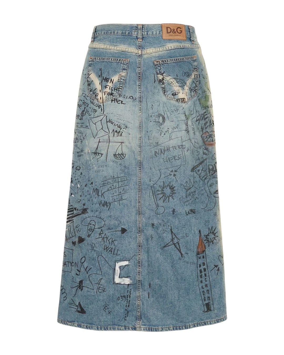 Dolce & Gabbana F/W 2000 GRAFFITI DENIM MAXI SKIRT Size 30" / US 8 / IT 44 - 2 Thumbnail