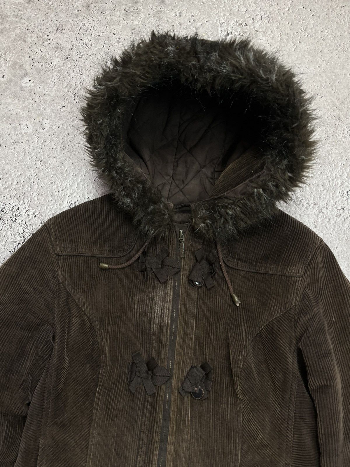 Other Y2K Corduroy Faux Fur Hood Jacket Duffle Style Coat Size M Size US M / EU 48-50 / 2 - 4 Thumbnail