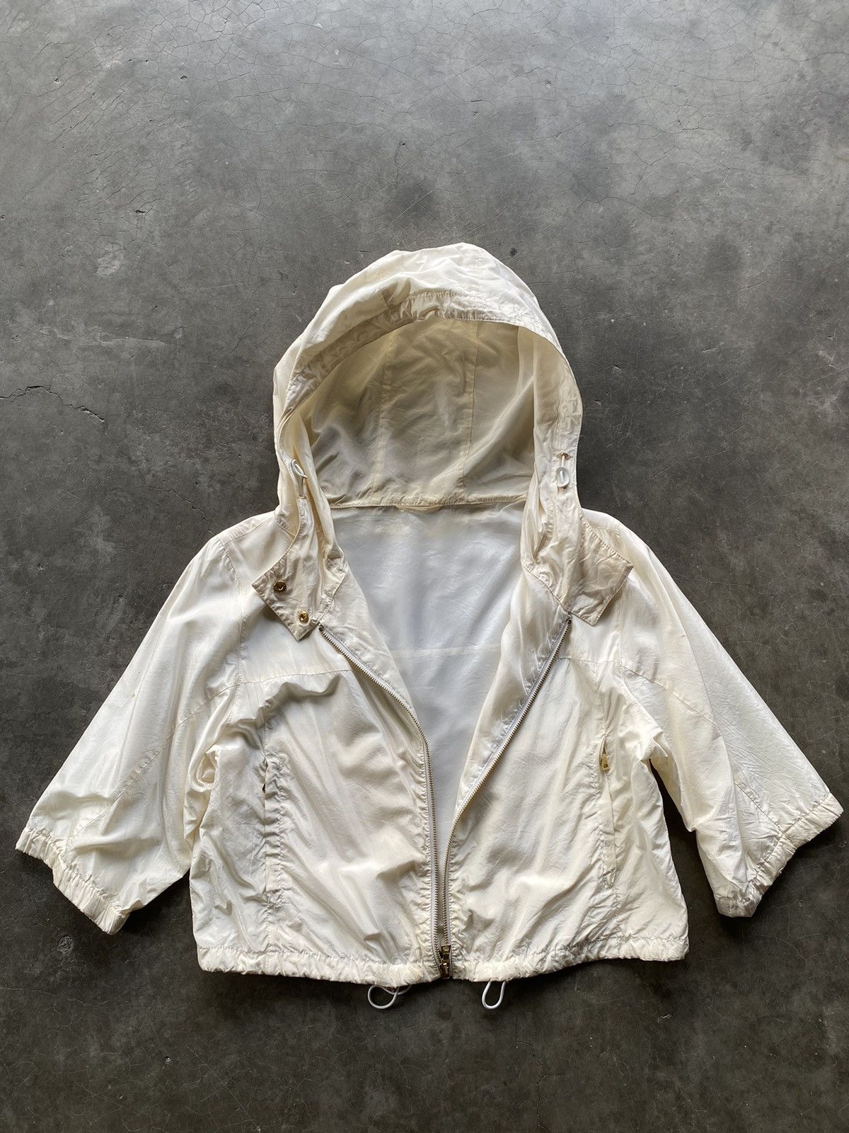 Prada Prada Ivory Silk Blend Bomber Jacket Hoodie Gold Tone Size XS / US 0-2 / IT 36-38 - 2 Thumbnail