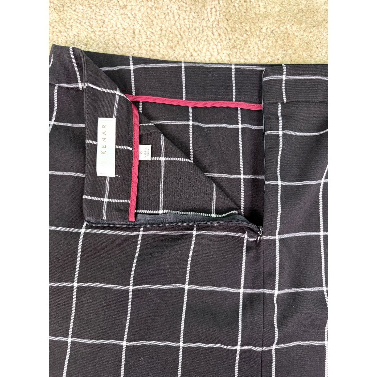 Vintage Kennar Skirt Women's Black Mini Size 8 Windowpane Slit Office Size 30" / US 8 / IT 44 - 4 Thumbnail