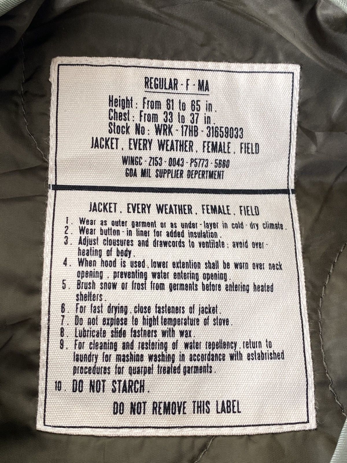 GOA GOA Military MA-1 Bomber nylon quilted Lining Size US M / EU 48-50 / 2 - 2 Thumbnail