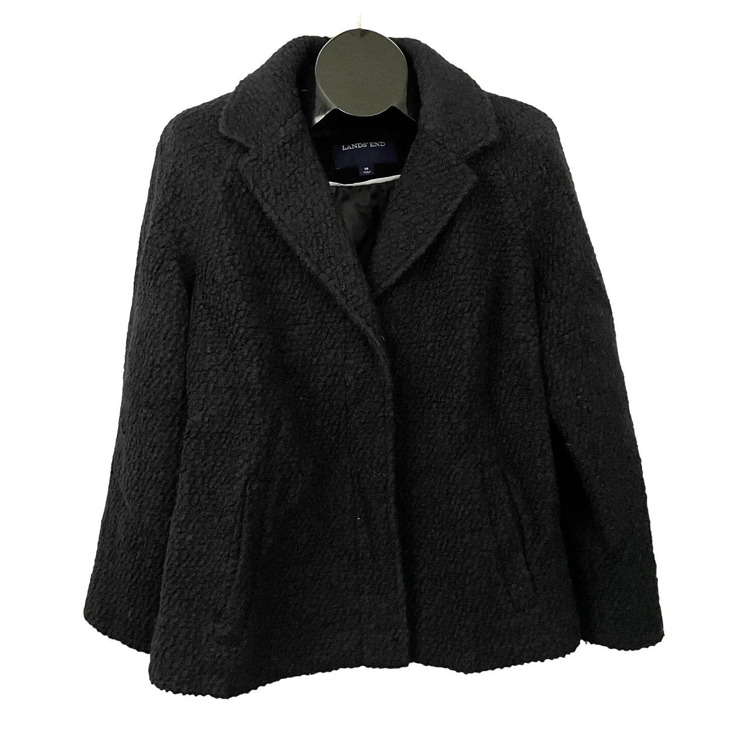 Lands’ End Black good Wool Blend Coat Large